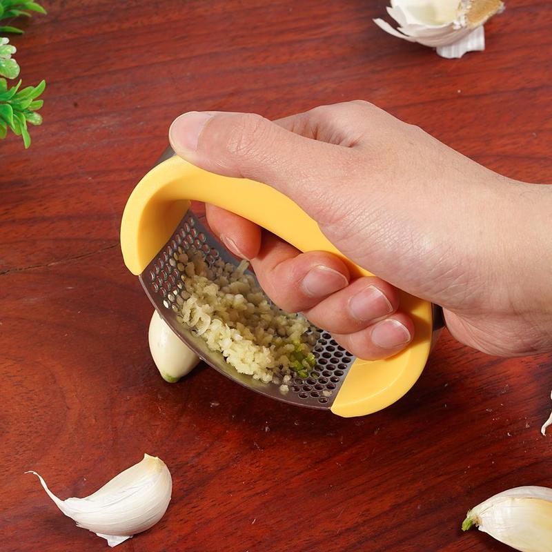 Stainless Steel Garlic Press — 304 Grade Manual Garlic Crusher with Non-Slip Handle