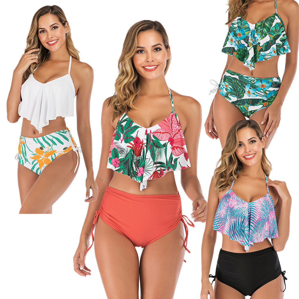 Women's High-Waist Bikini Set – Padded Polyester Swimsuit
