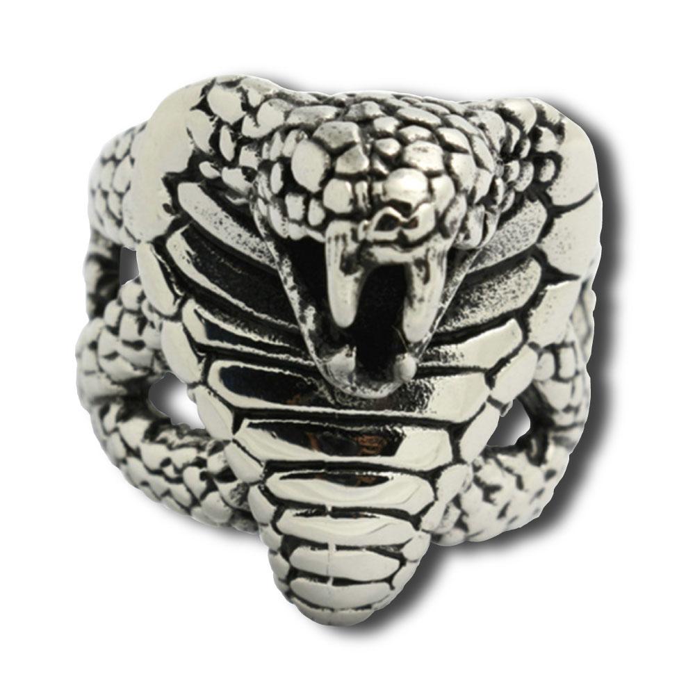 Men's Titanium Steel Cobra Ring – Bold 3D Snake Statement Band US Sizes 8–13