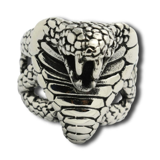 Men's Titanium Steel Cobra Ring – Bold 3D Snake Statement Band US Sizes 8–13