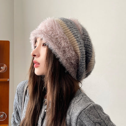 Women's Knitted Beanie with Fluffy Earflaps | Warm Windproof Winter Hat