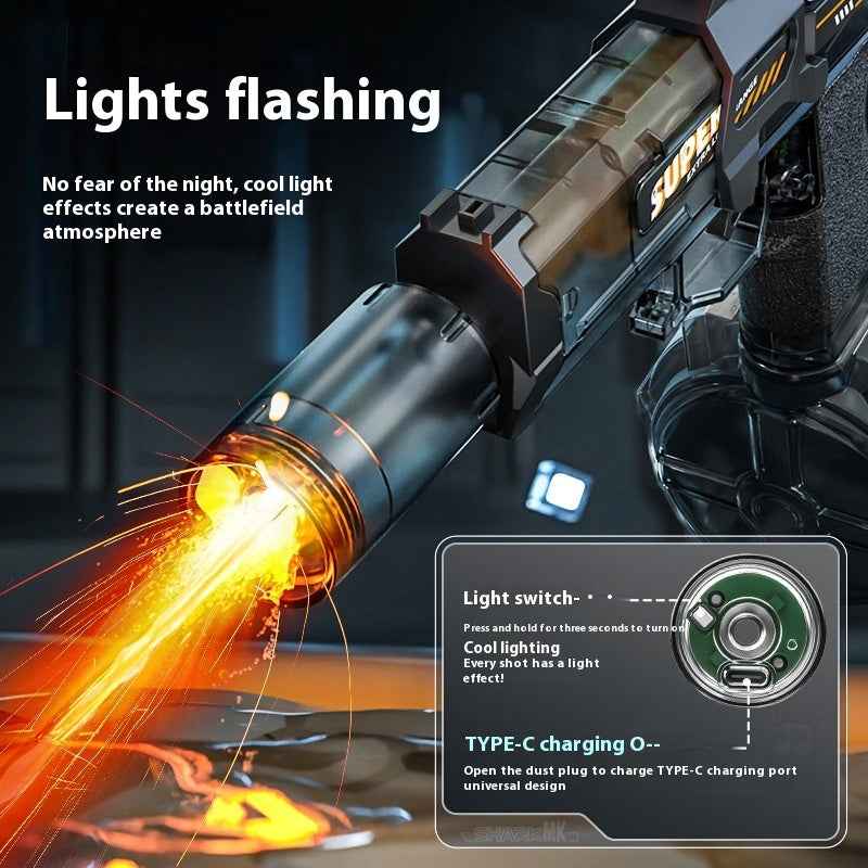 LED Lights Electric Water Guns Children Simulated Shooting Recoil Powerful Automatic Water Spray Gun Kids Summer Outdoor Toys