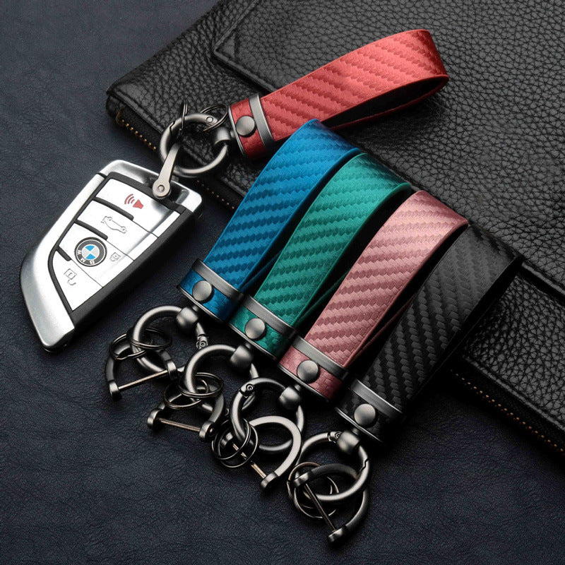 Leather & Zinc Alloy Keychain | Trendy Key Buckle Charm | 5 Colours
