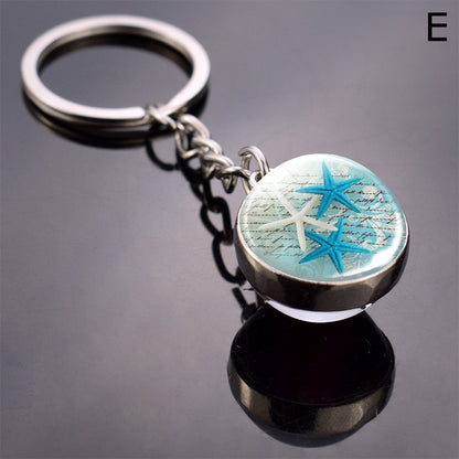 Double-Sided Glass Ball Keyring | Nature & Animal Designs