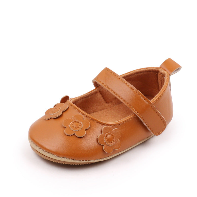 Girls' Flower Soft-Sole Non-Slip Toddler Shoes | Princess PU Leather Baby Shoes