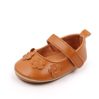 Girls' Flower Soft-Sole Non-Slip Toddler Shoes | Princess PU Leather Baby Shoes