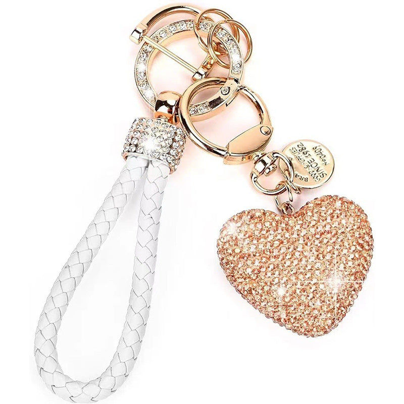 Crystal Heart Rhinestone Keychain | Zinc Alloy Charm | 8 Colours