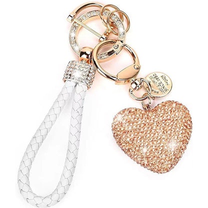 Crystal Heart Rhinestone Keychain | Zinc Alloy Charm | 8 Colours