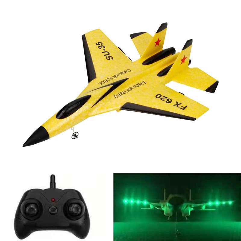 RC Fighter Jet Glider Toy - EVA Fixed-Wing Aircraft with LED Lights
