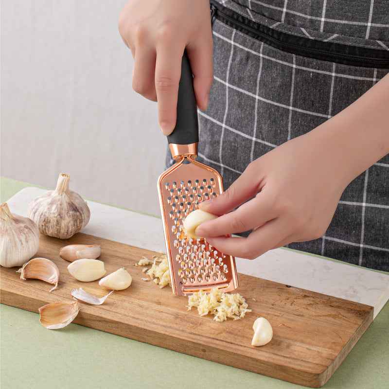 7-Piece Stainless Steel Kitchen Tool Set – Rose Gold Finish Cooking Utensils with Rack