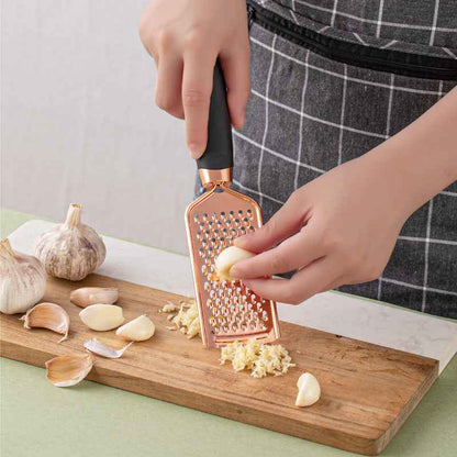 7-Piece Stainless Steel Kitchen Tool Set – Rose Gold Finish Cooking Utensils with Rack