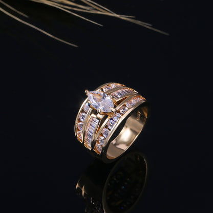 Copper Inlaid With Zircon Ladies Ring