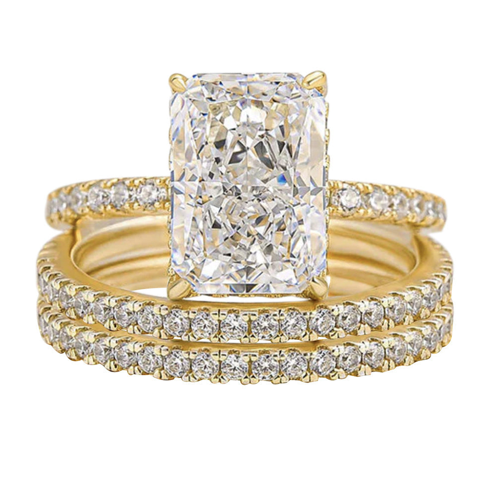 Diamond-Style Copper Ring Set | Electroplated Gold & Silver Stacking Rings