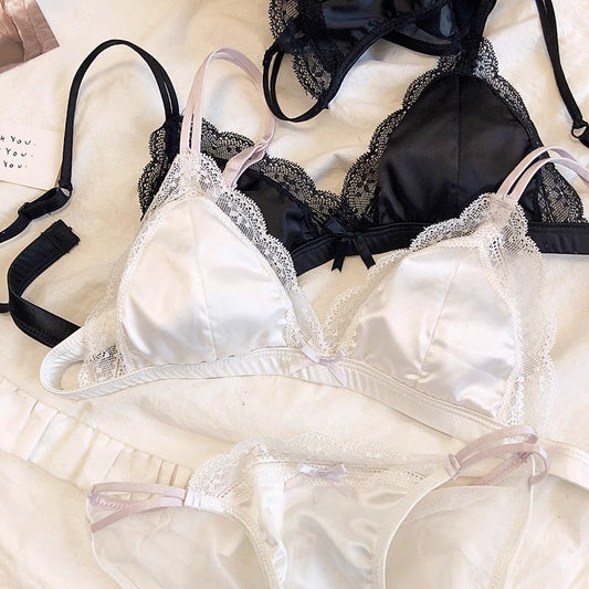 French Lace Wire-Free Bra | White & Black | Bra Only or Set