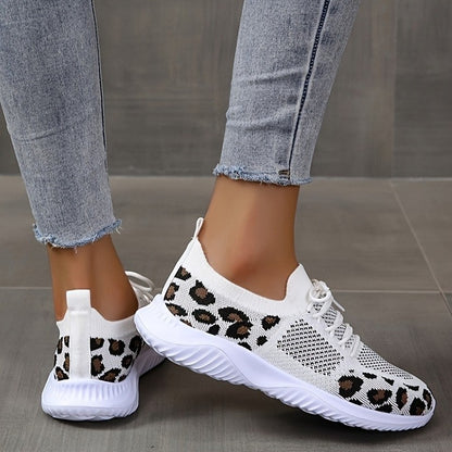 Women's Leopard Print Mesh Lace-Up Sneakers | EU 35–43
