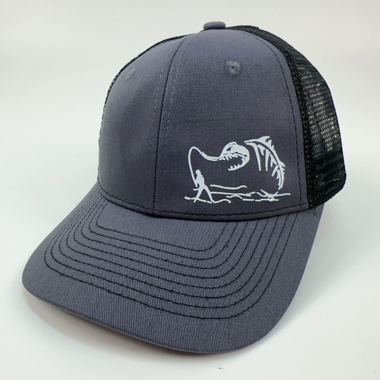 Two-Tone Mesh Baseball Cap - Fishbone Pattern Embroidered Unisex