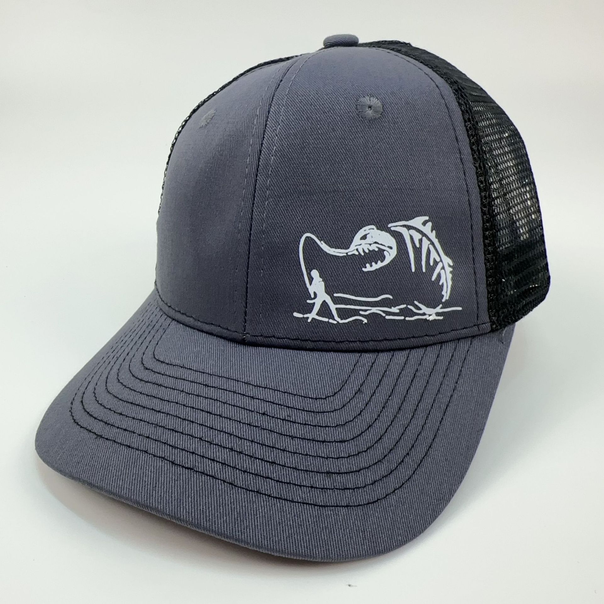 Two-Tone Mesh Baseball Cap - Fishbone Pattern Embroidered Unisex