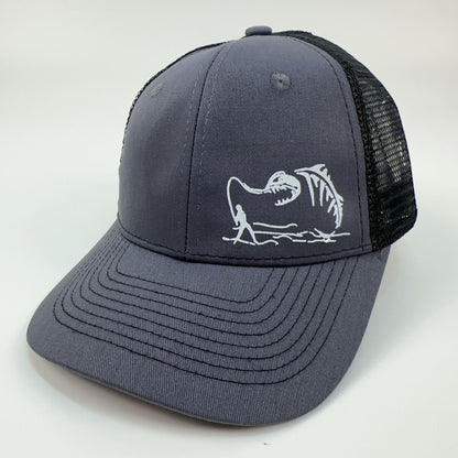 Two-Tone Mesh Baseball Cap - Fishbone Pattern Embroidered Unisex