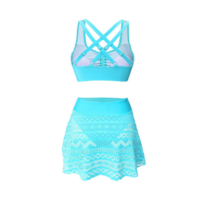 Women's Two-Piece Skirted Swimsuit | Bikini Top & Swim Skirt | S–2XL
