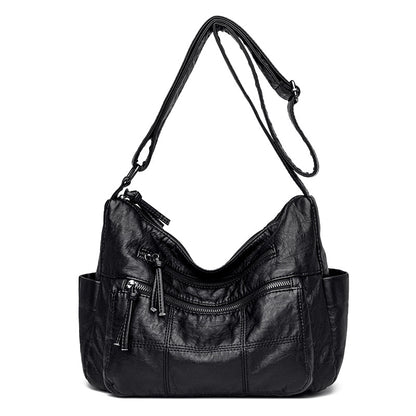 Women's PU Crossbody Shoulder Bag | 3D Pocket | Black, Caramel, Grey & Red