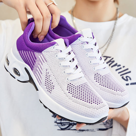 Women's Flyknit Casual Running Trainers - Breathable Flat Lace-Up