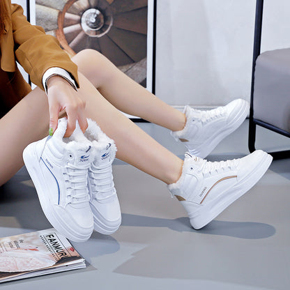 Women's Plush-Lined Lace-Up Mid-Height Casual Shoes | Height Boosting | EU 35-40