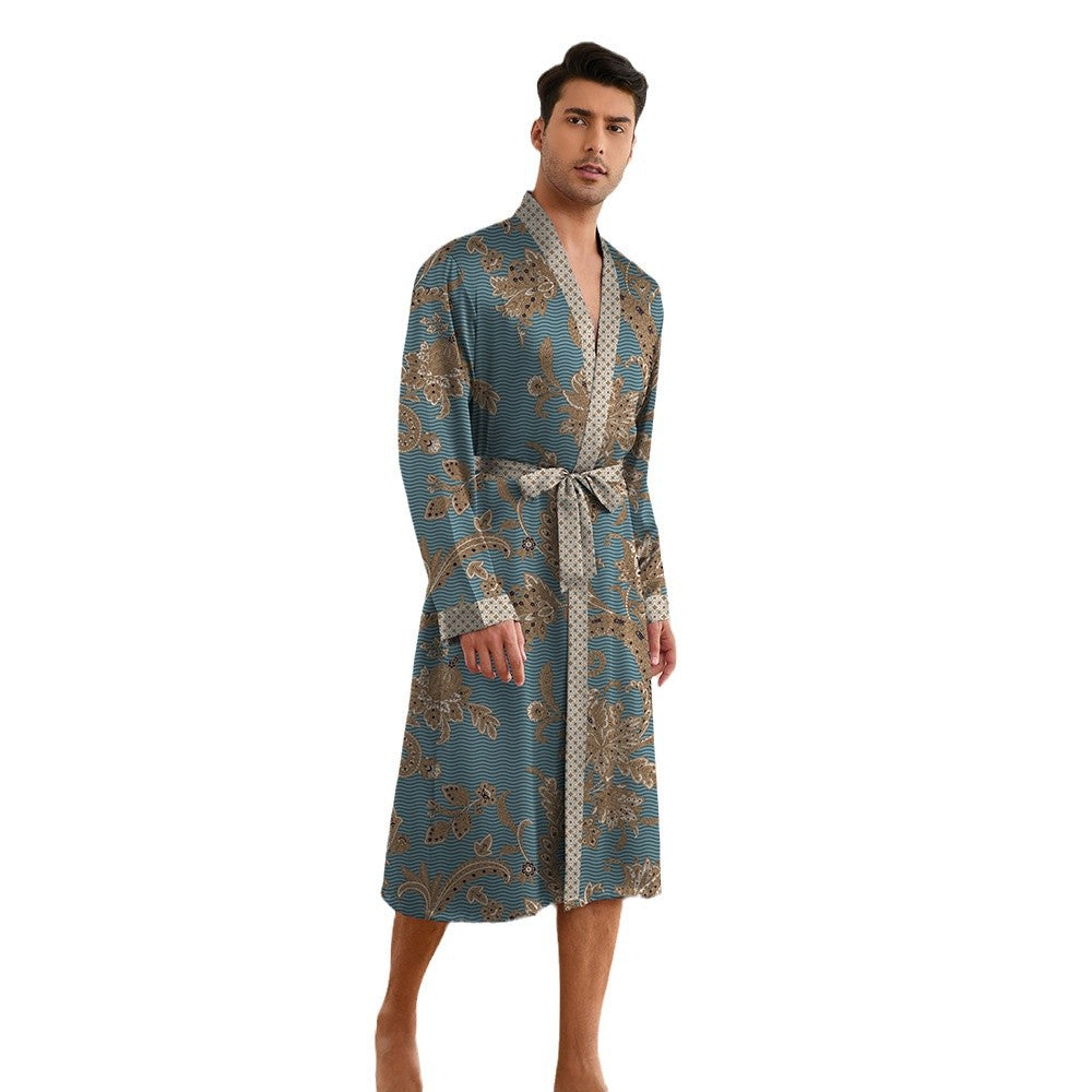 Men's Printed Robe & Shorts Set | Lightweight Silk Loungewear