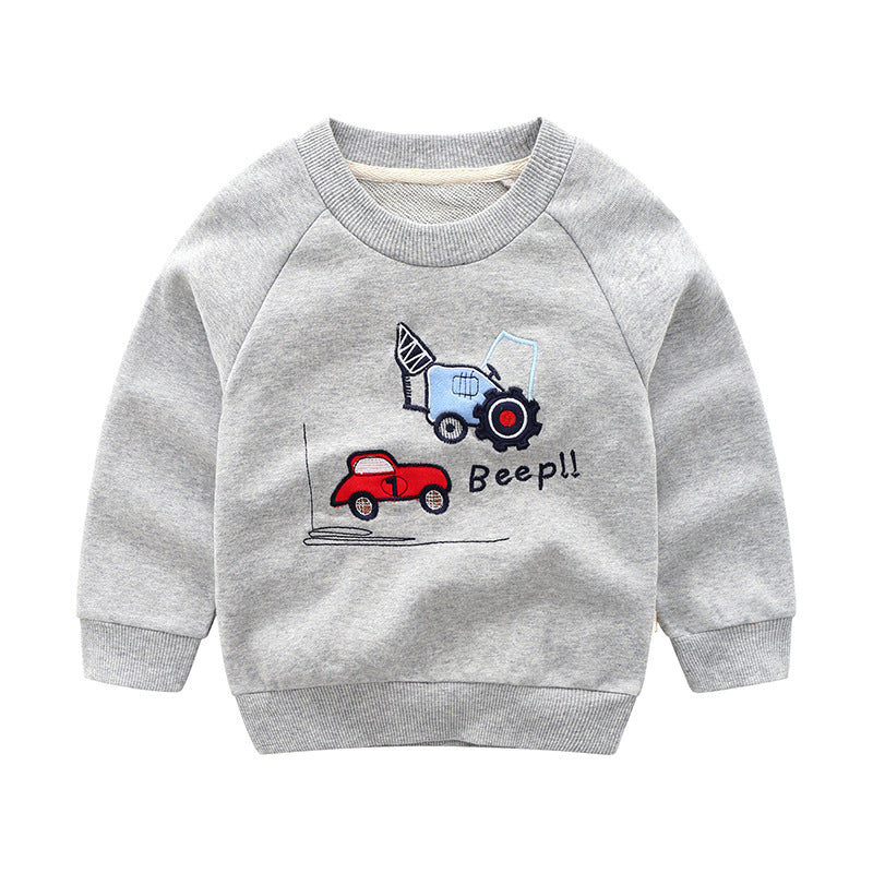 Children's Cartoon Print Loopback Cotton Pullover Sweatshirt | Boys Top