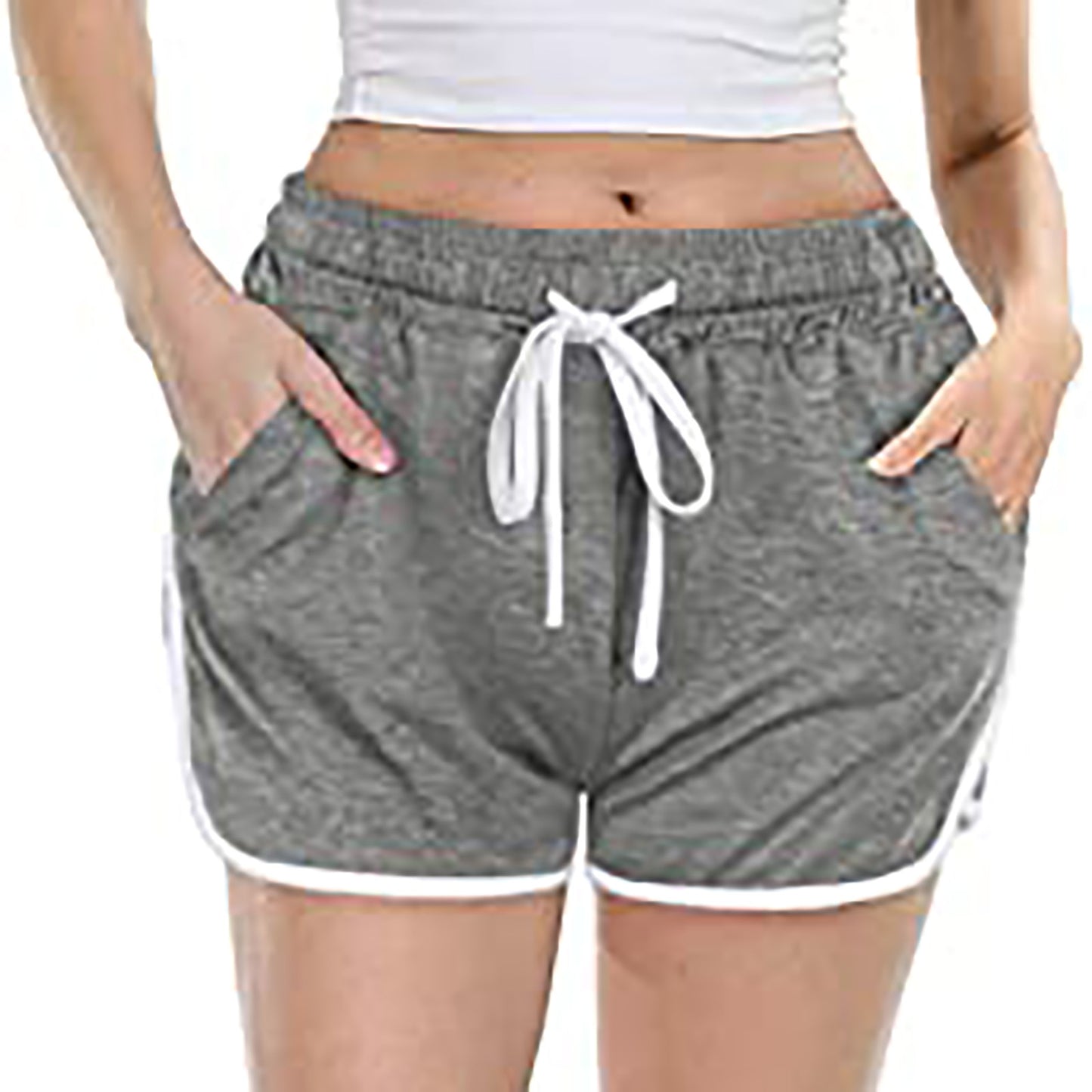 Women's Casual Solid Colour Drawstring Shorts with Pockets