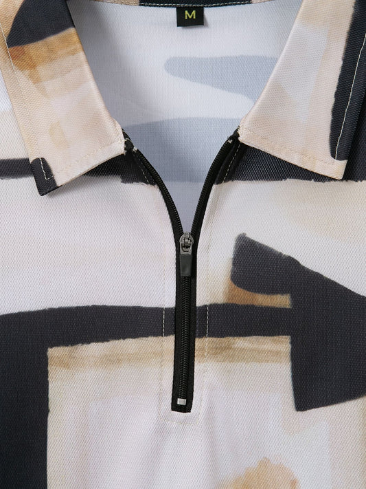 Men's 3D Digital Print Short Sleeve Shirt | Colour Block Summer Top