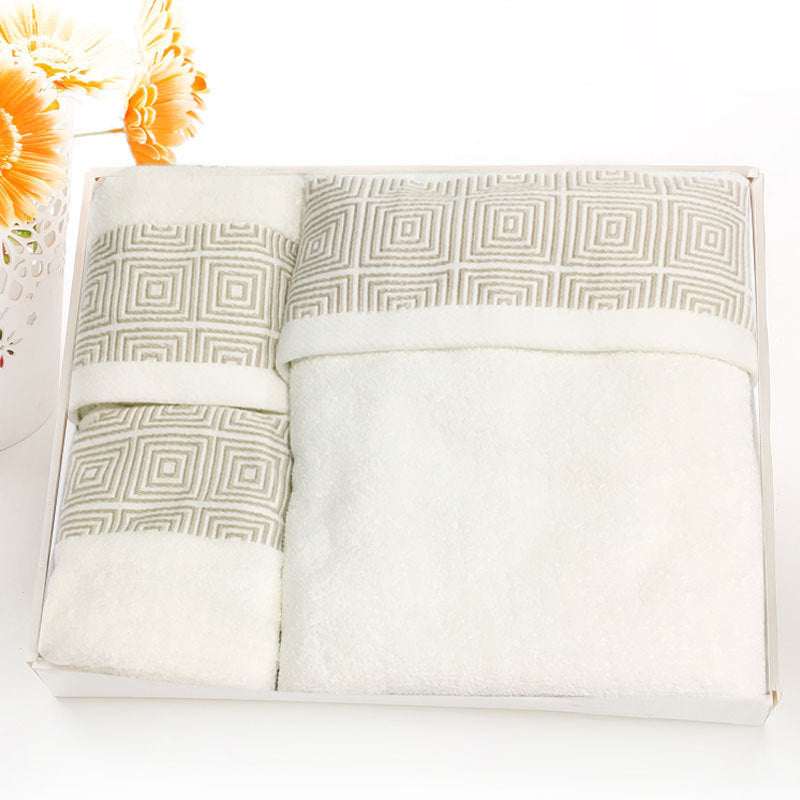 Embroidered Cotton Hotel Towel Set | 3-Piece Jacquard Bath & Hand Towels
