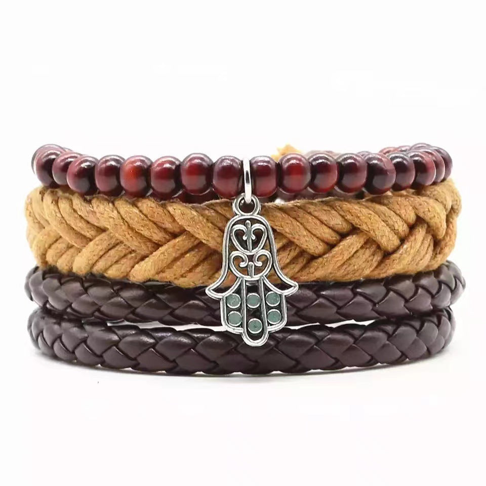 Men's Vintage Leather Bracelet – Woven & Knitted Styles, 30 Designs