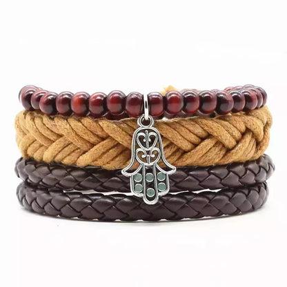 Men's Vintage Leather Bracelet – Woven & Knitted Styles, 30 Designs