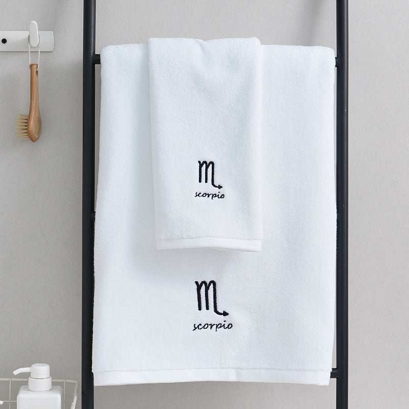 Zodiac Constellation Embroidered Cotton Towel