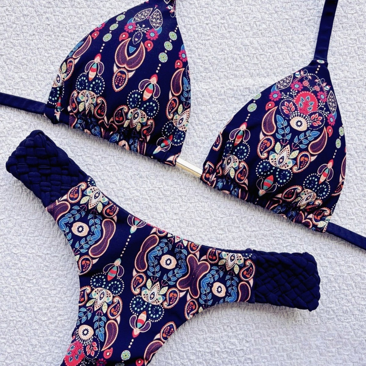 Women's Braided Rope Detail Bikini | Two-Piece Nylon Swimsuit | S–L