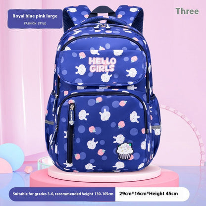 Kids' Rabbit Cartoon School Backpack – Spine Protection & Waterproof, Ages 6–12