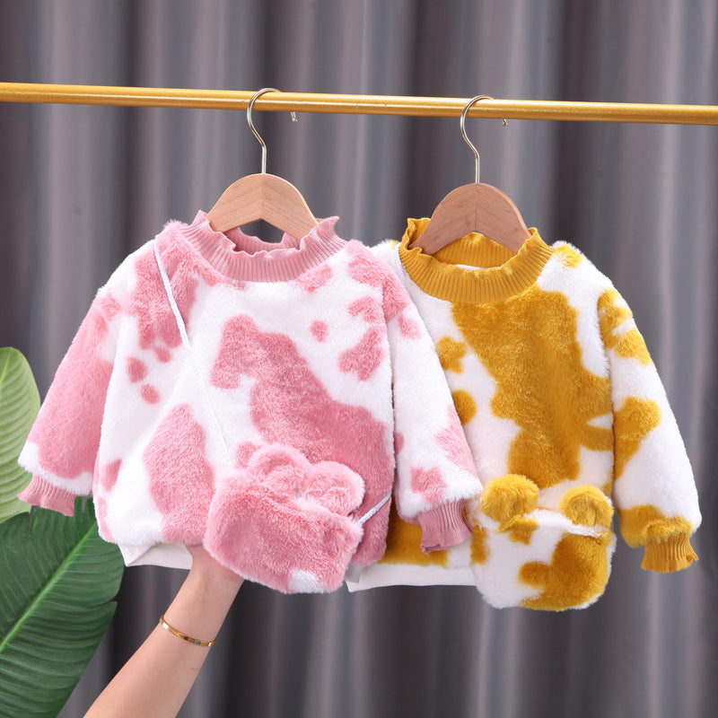 Girls Plush Fleece Sweatshirt – Soft Cotton Kids Pullover
