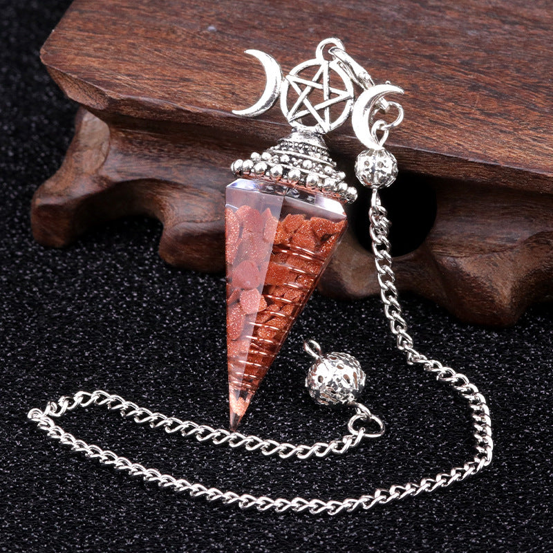 Hexagonal Pyramid Crystal Gemstone Pendant Necklace