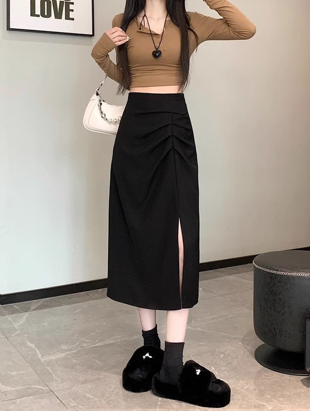 Women's High-Waisted Bodycon Midi Skirt | Split Detail | XS–5XL