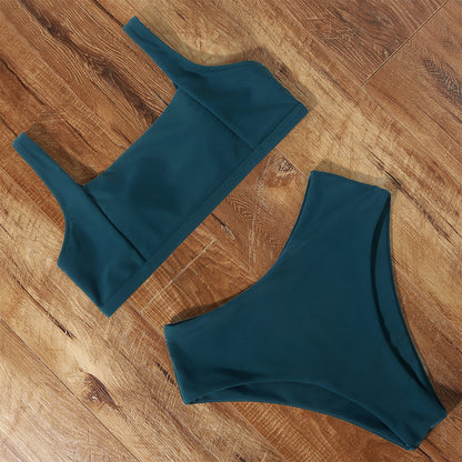 Women's High-Waist Bikini Set – 22 Colours, Bra & Shorts