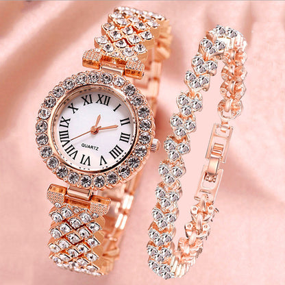 Women's Roman Numeral Watch & Bracelet Set | Diamond Effect | 6 Styles