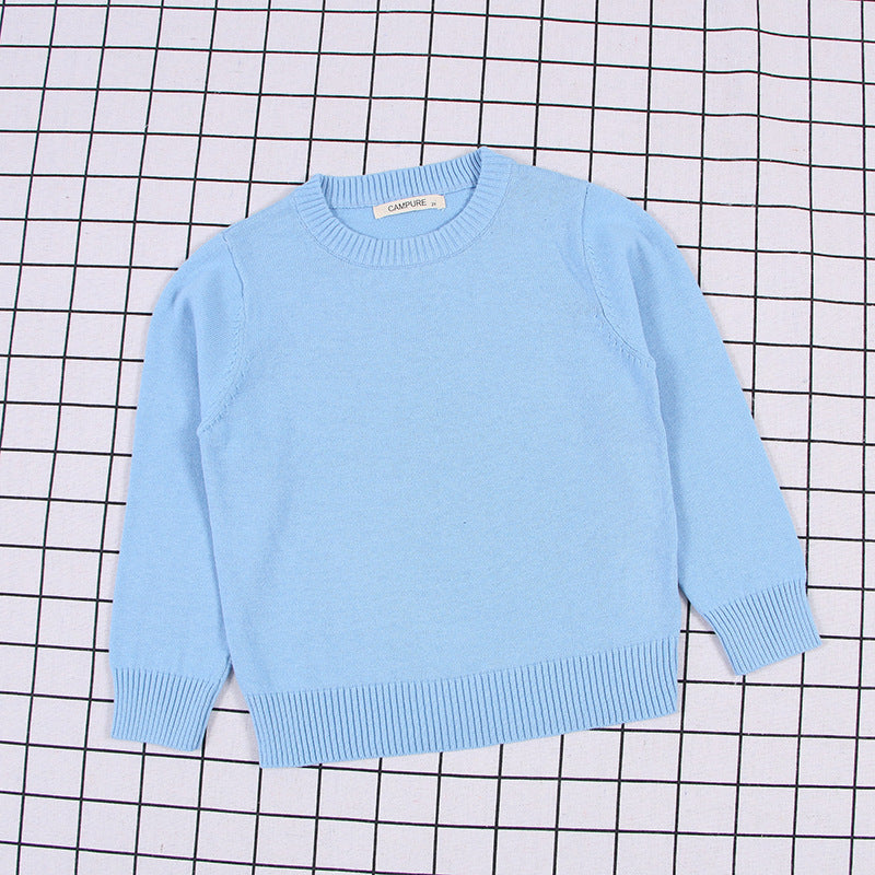 Children's Solid Colour Knitted Cotton Pullover Sweater | Boys & Girls | Age 12M-8Y