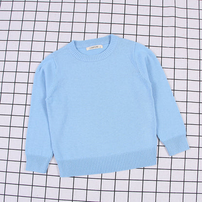 Children's Solid Colour Knitted Cotton Pullover Sweater | Boys & Girls | Age 12M-8Y