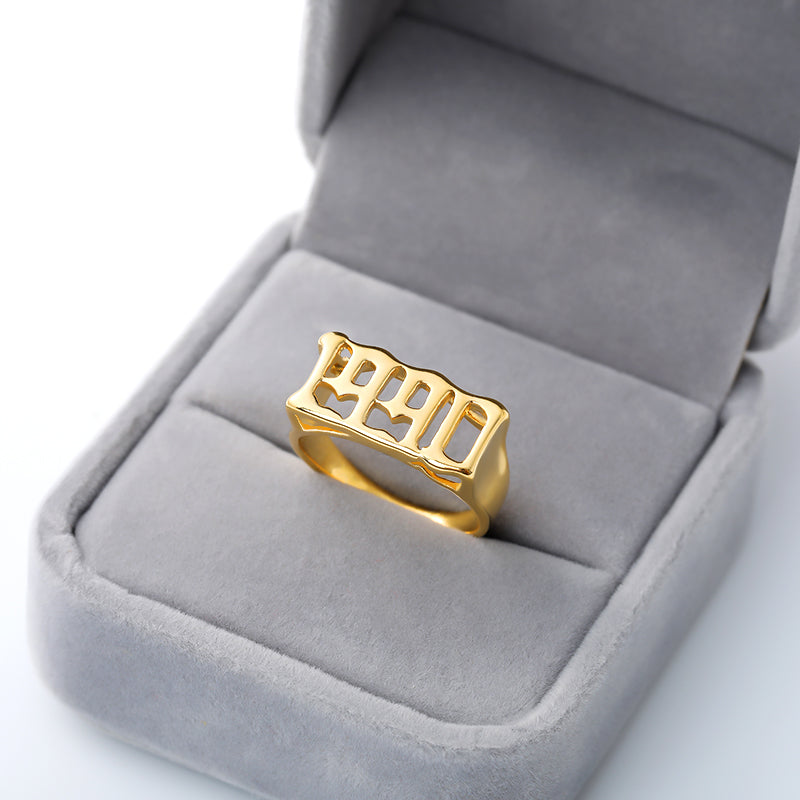 Unisex Birth Year Date Ring – Stainless Steel, Gold, Platinum & Rose Gold