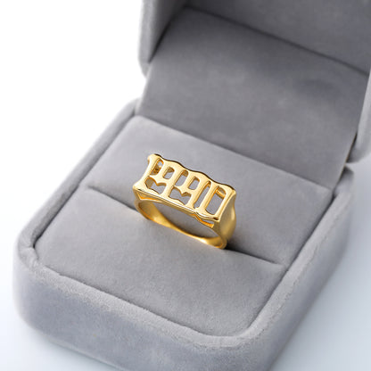Unisex Birth Year Date Ring – Stainless Steel, Gold, Platinum & Rose Gold