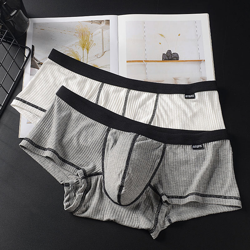 Men's Viscose U-Convex Boxer Briefs – Thin Breathable Mid-Waist White & Gray