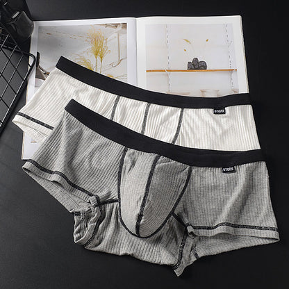 Men's Viscose U-Convex Boxer Briefs – Thin Breathable Mid-Waist White & Gray
