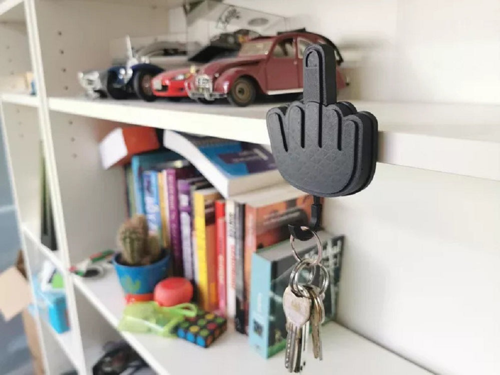Novelty Middle Finger Key Hook | Desktop Key Holder | Wood & Plastic