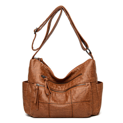 Women's PU Crossbody Shoulder Bag | 3D Pocket | Black, Caramel, Grey & Red