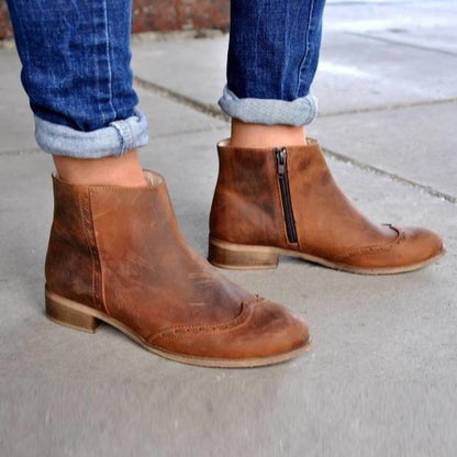 Women's Square-Heel Side-Zip Ankle Boots | EU 34-43